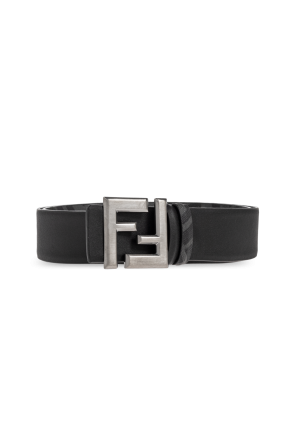 ベルト Fendi Rversible Belt In Smooth Leather And Ff Fabric Fendi - Leather and FF fabric reversible belt black - The Corner
